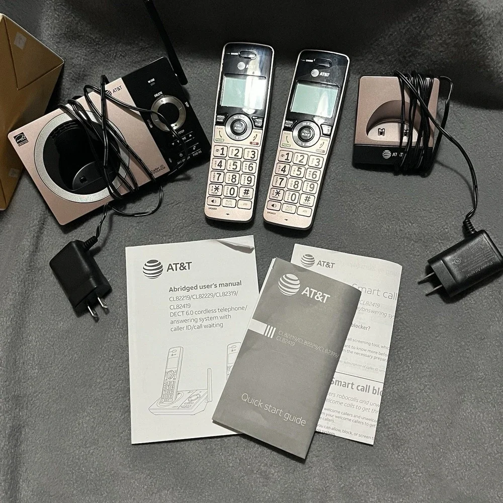 AT&T 2 Handset Answering‎ System Telephones CL82229 Smart Call Blocker ROSE GOLD